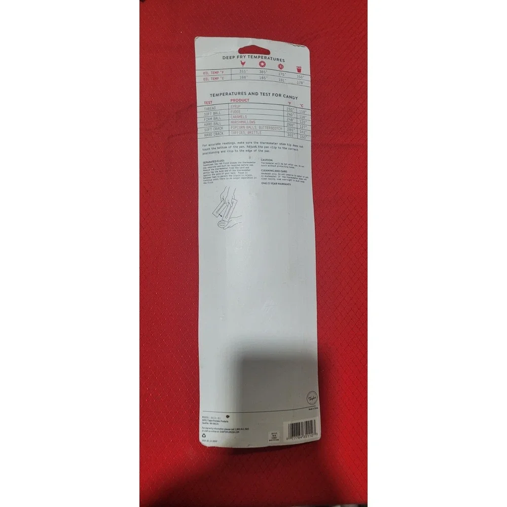 Taylor Candy/Deep Fry Thermometer, Temperature Guide Stainless Steel New 3511-21